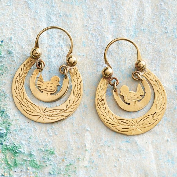 Guatemalan Bird Nest Earrings - Picture 1 of 2